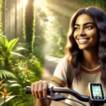 Mujer joven disfrutando de su paseo en bicicleta eléctrica. Las Mejores Rutas para Bicicletas Eléctricas en Florida Descubre la Libertad de Explorar